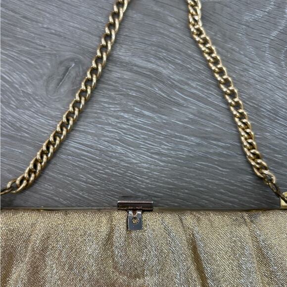 Vintage - formal Clutch- gold- some staining - metallic- chain- purse - Picture 6 of 9